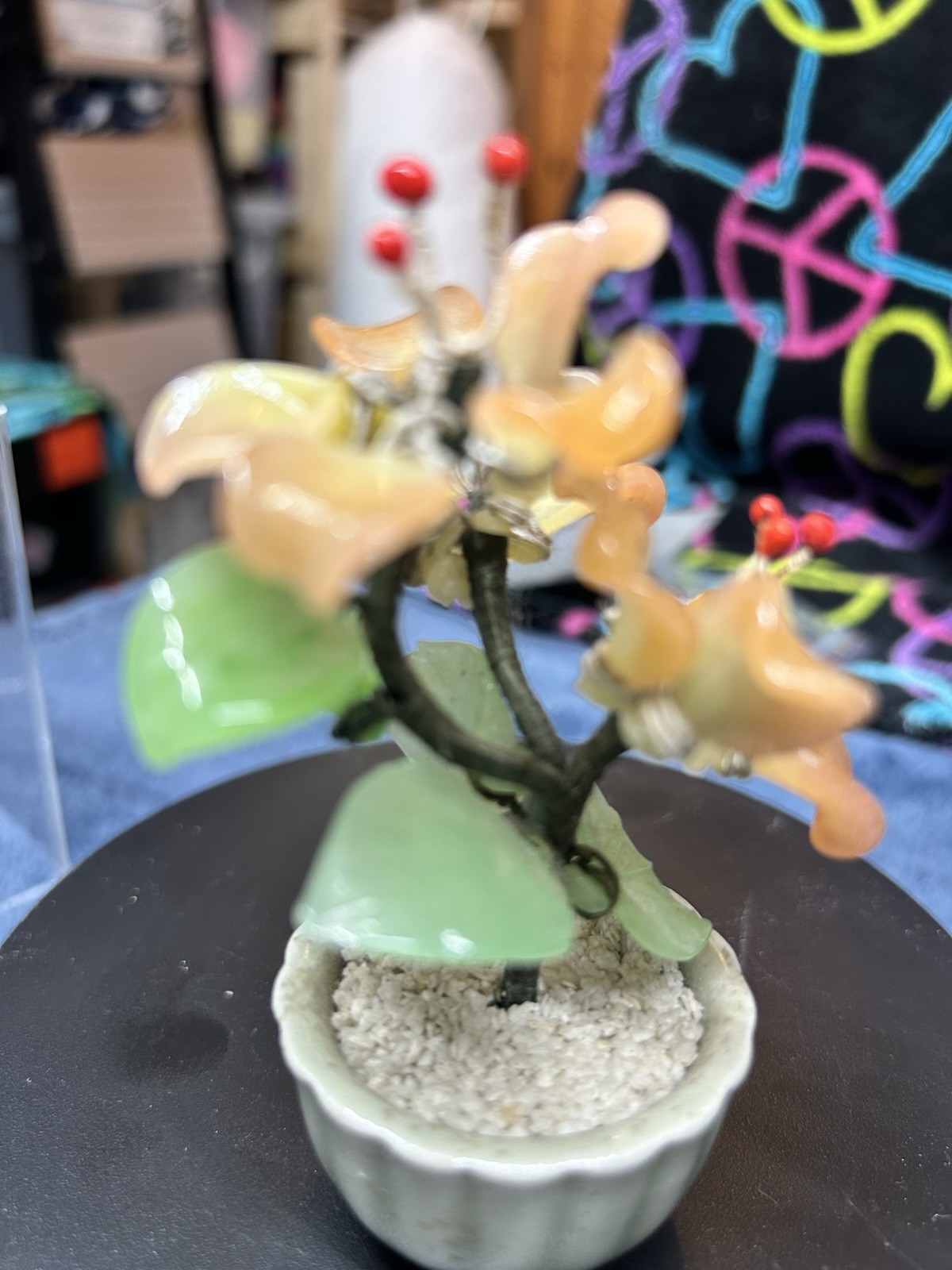 2 Vintage Chinese Bonsai tree flowers