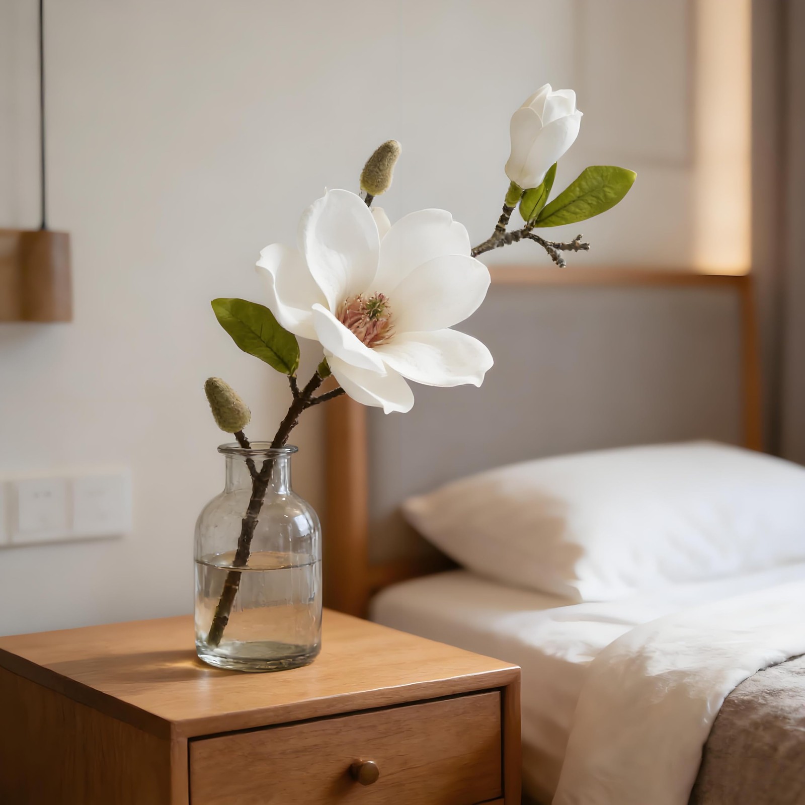 White Artificial Magnolia Silk Flower for Home, Wedding, Garden Decor, Single…
