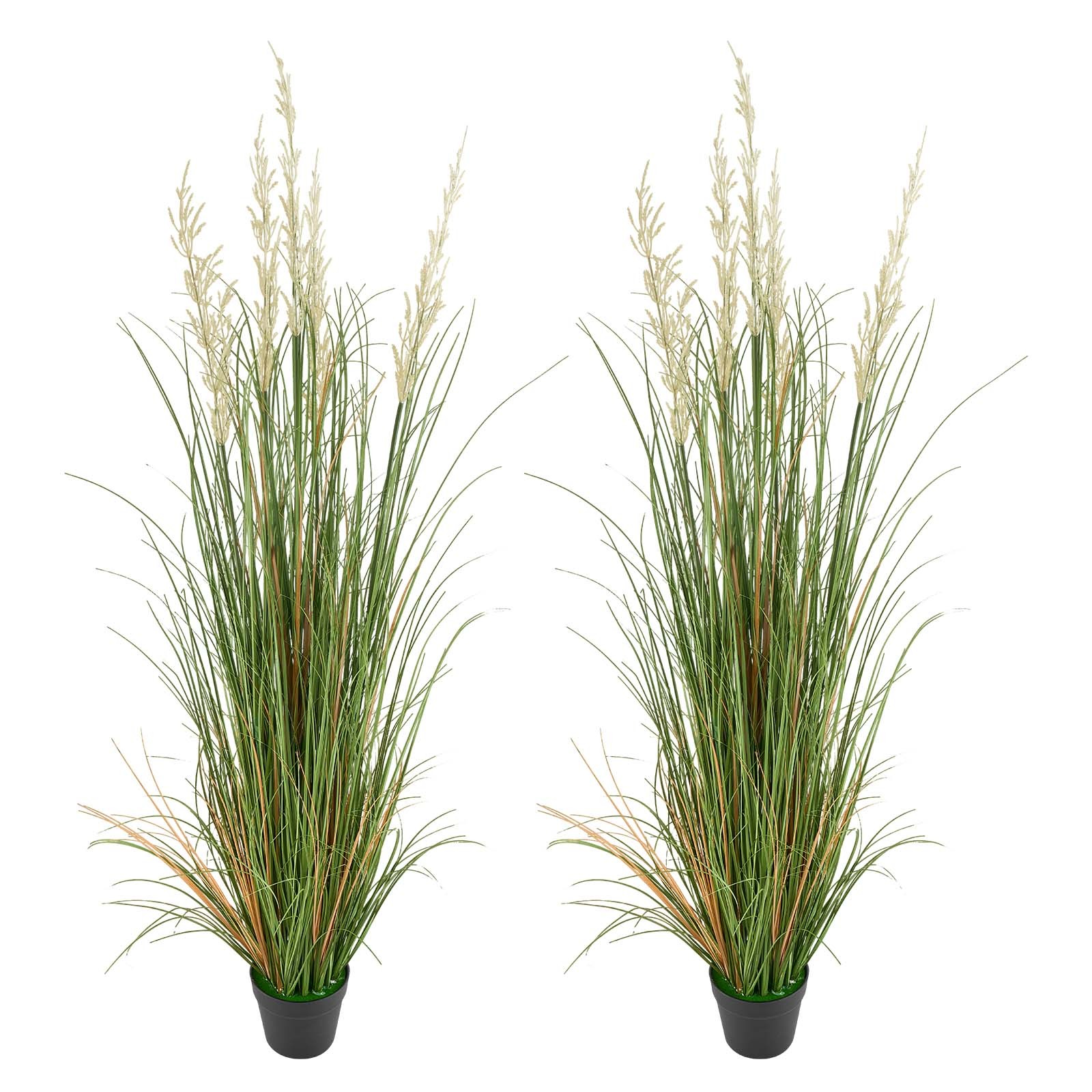 Uimoso Artificial Grass Plant 47-Inch Reed Flower Grass in Pot, Set of 2, Green