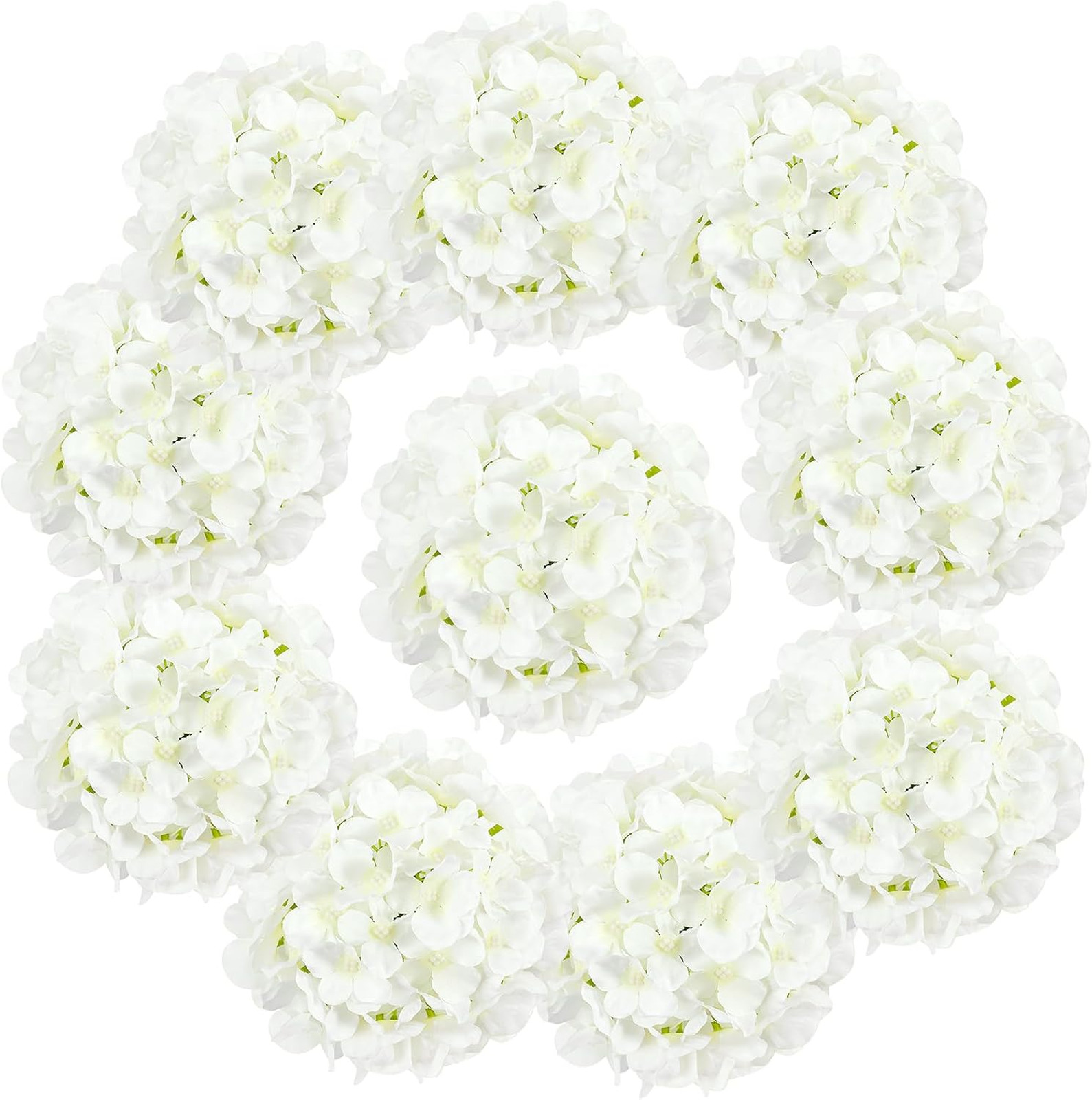 Artificial Hydrangea Flowers 10pcs Faux White Flowers for Wedding Centerpieces