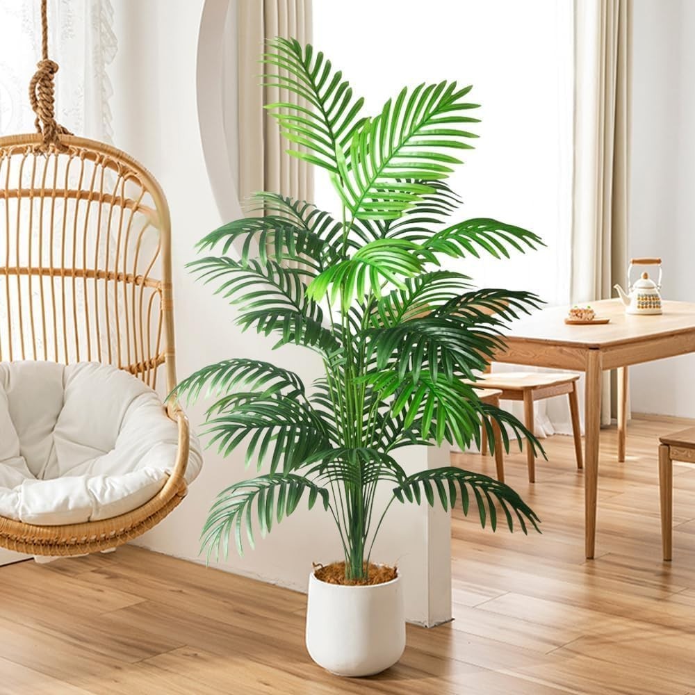 4ft 2pcs Large Artificial Plants Fake Palm Tree Tropical Palm Leaves Faux Pal…