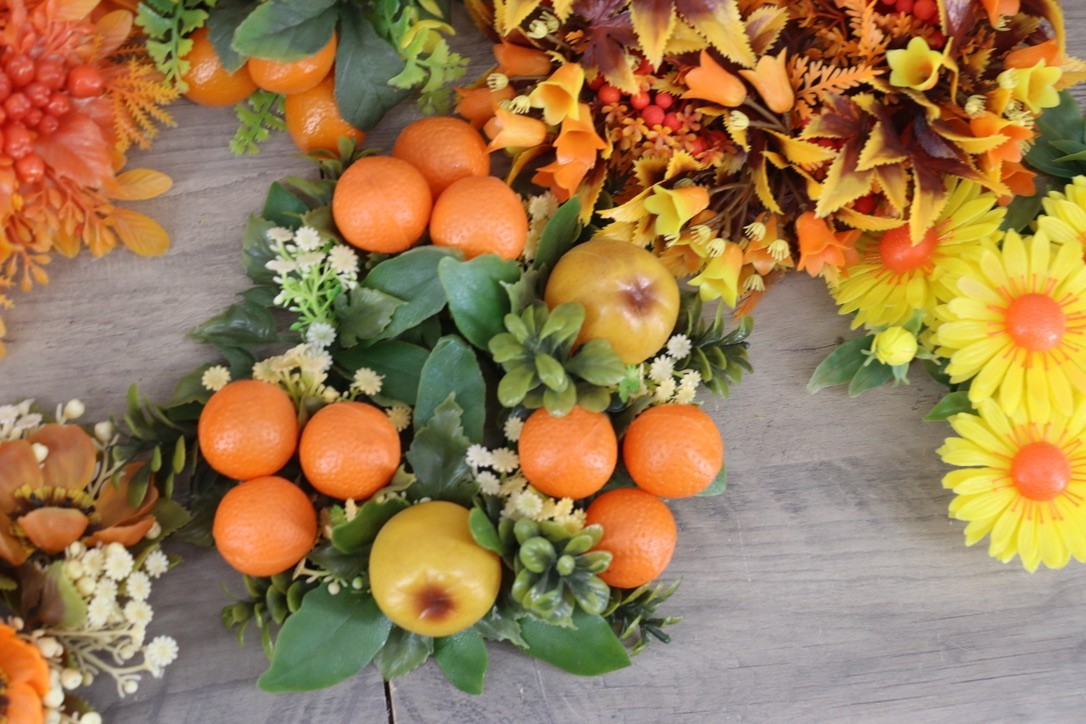 Lot 12 Vintage Artificial Fall Floral Candle Rings Table Centerpieces Autumn