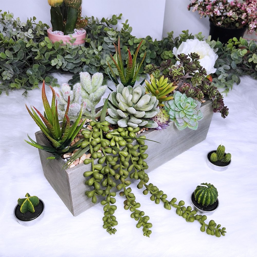 New Best Supla Artificial Potted Succulents Plants Arrangement Fake Succulent in