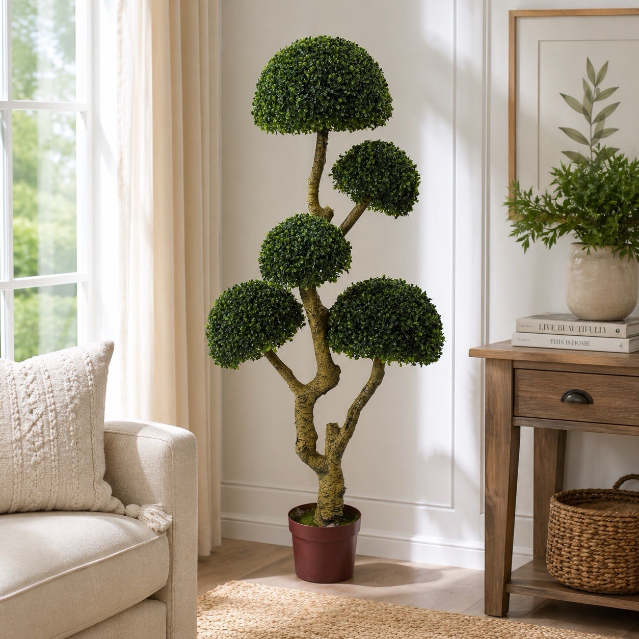 5′ Five Head Boxwood Artificial Tree UV Resistant (Indoor/Outdoor). Retail $512