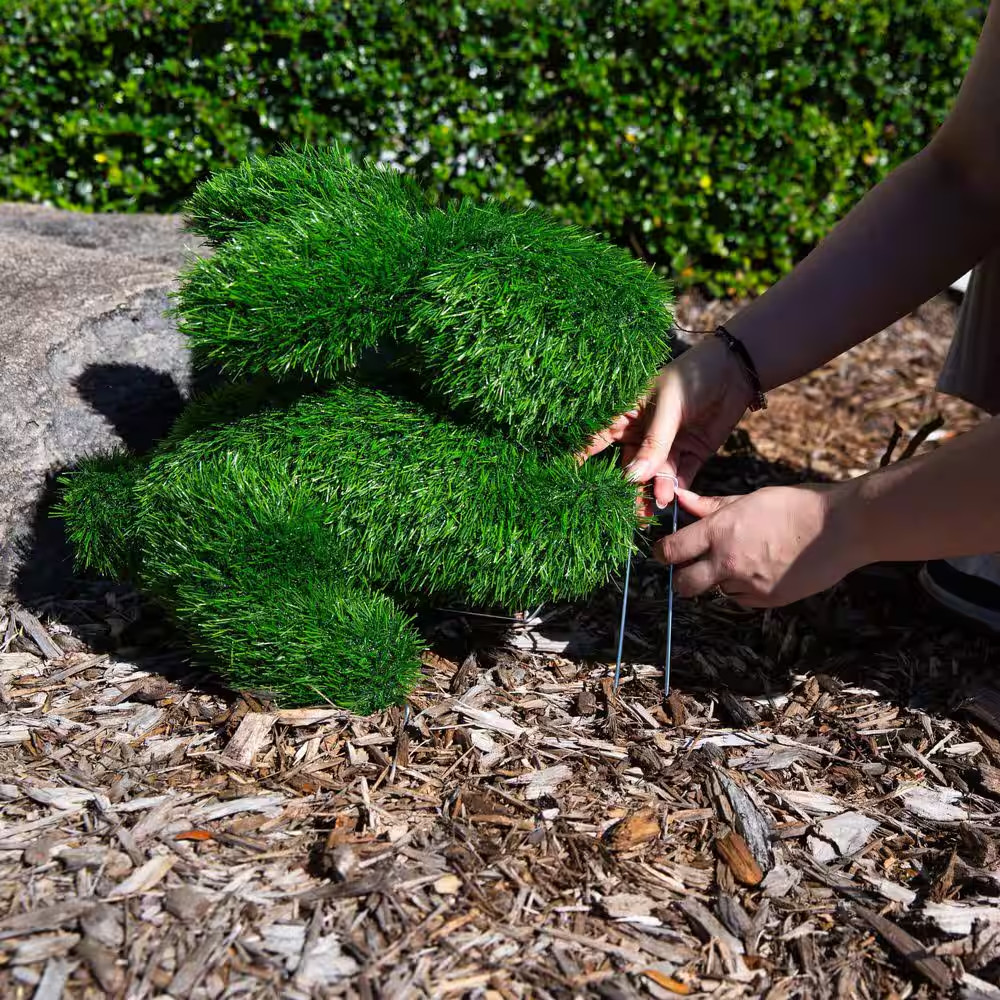 14In. UV Resistant Artificial Grass Garden Plush Topiary Bunny Rabbit (Indoor/Ou