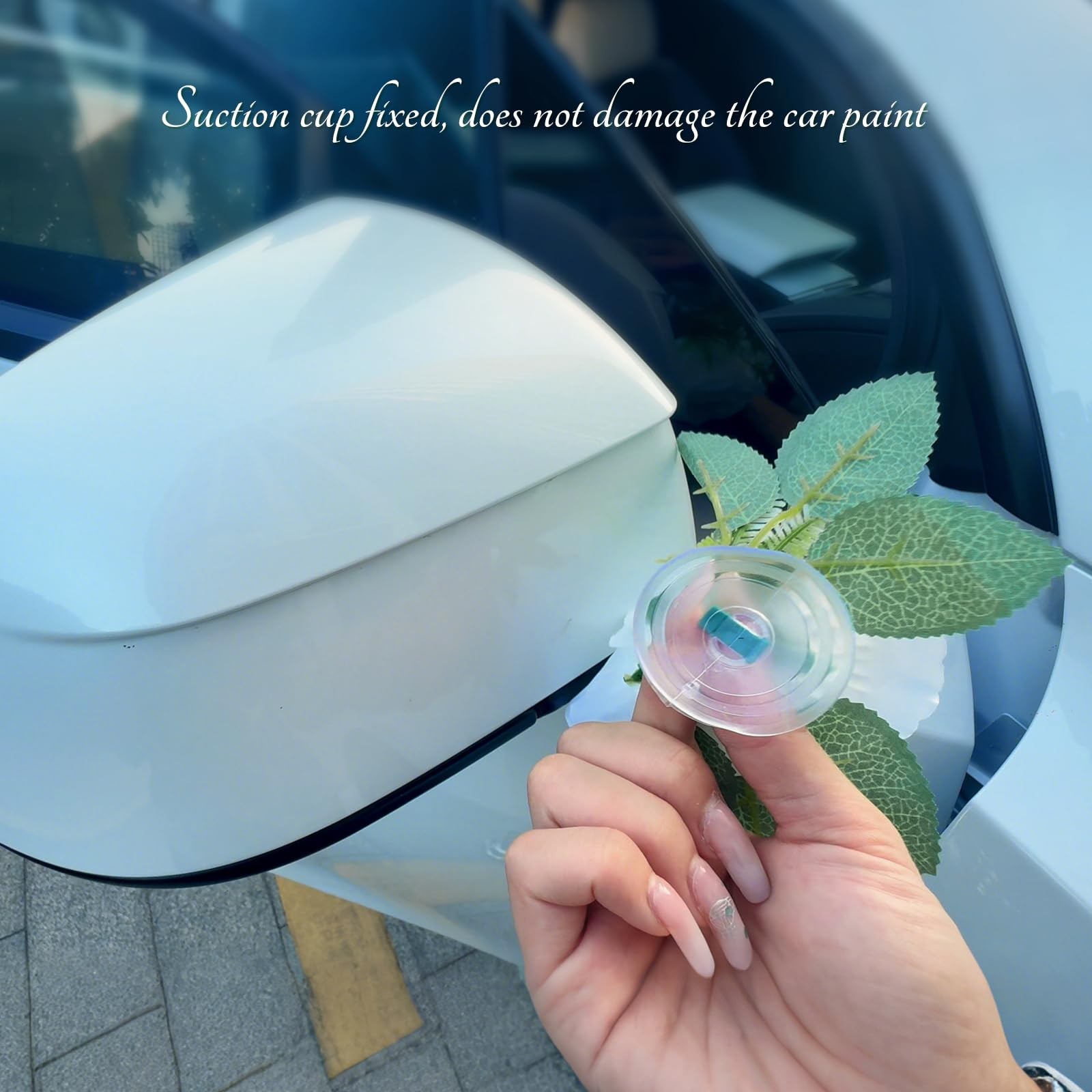 6 PCS White Rose Peony Wedding Car Decoration Kit Floral Door Handle Mirror