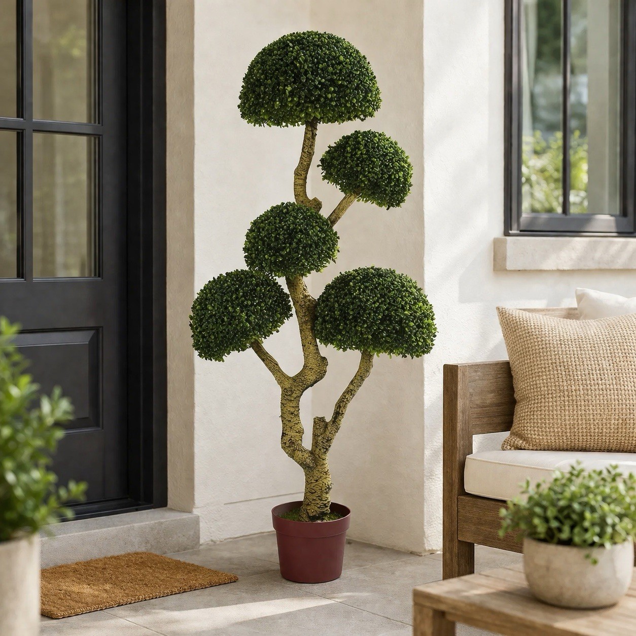 5′ Five Head Boxwood Artificial Tree UV Resistant (Indoor/Outdoor). Retail $512