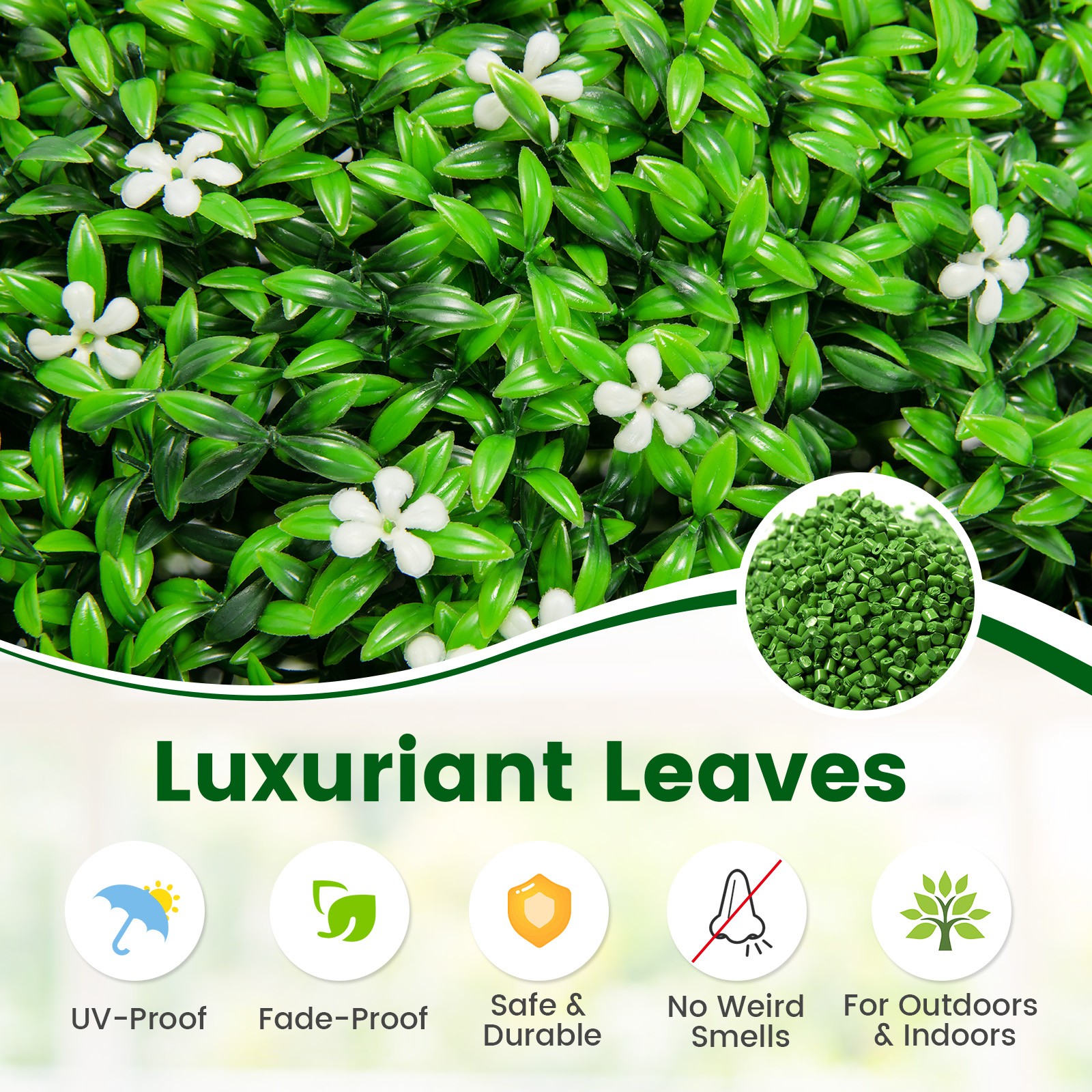 2 PCS Topiary Balls Artificial Plant Faux Boxwood with White Flowers for Wedding