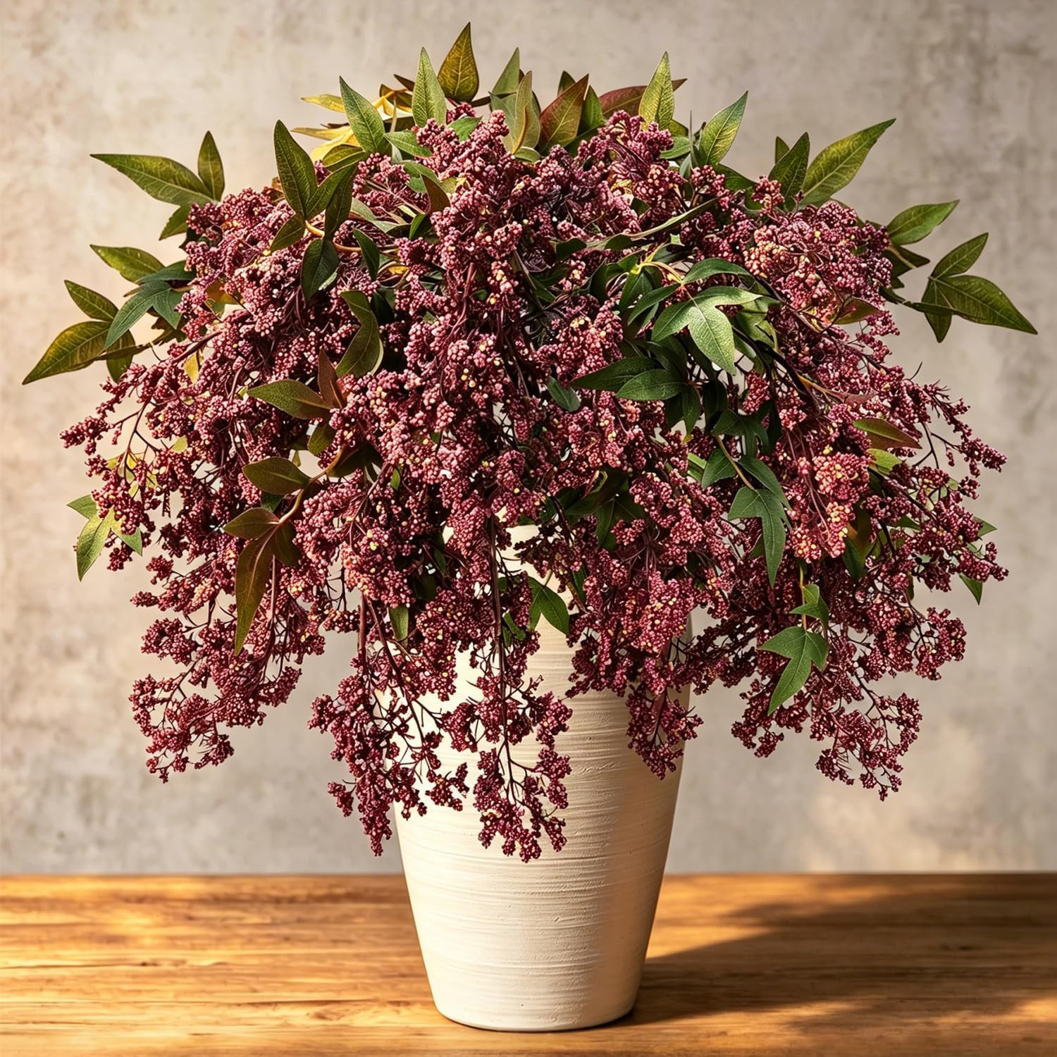 43 Inch Artificial Nandina Berry Stems for Vase, Realistic Fall Floral Stems Fau
