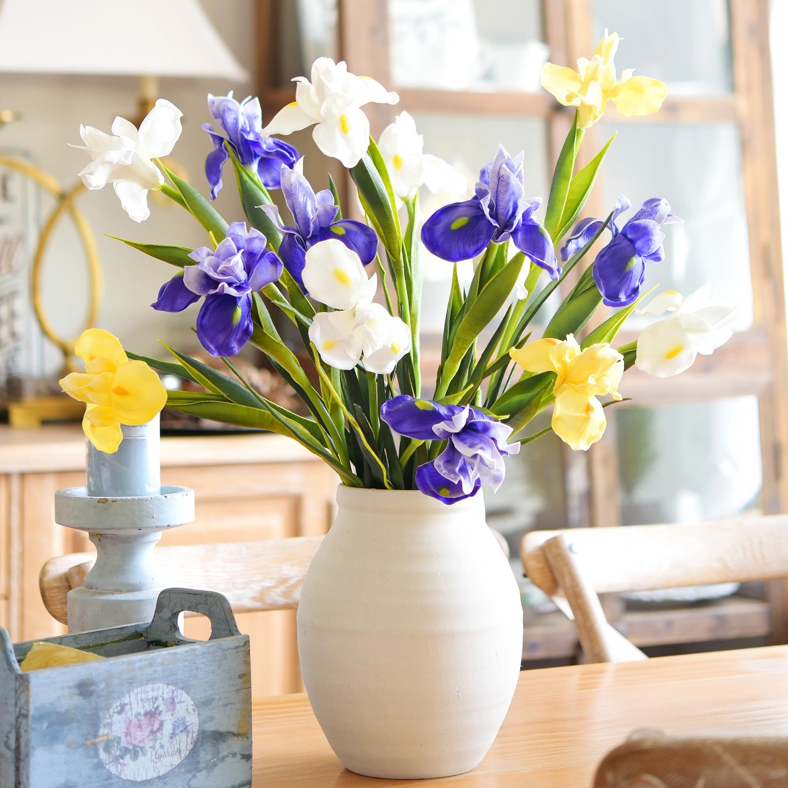 6 Long-Stem Real Touch Artificial Purple Irises – Realistic Faux Flowers for …