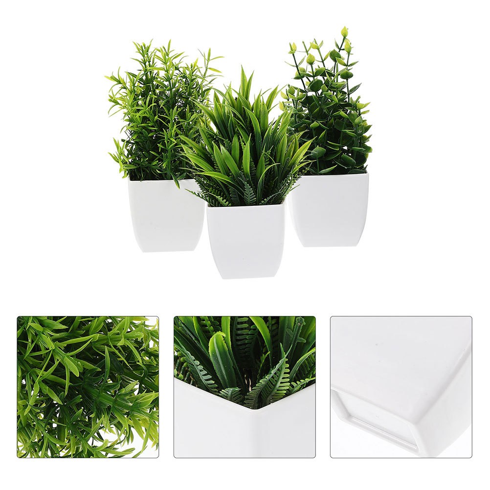 3pcs Small Artificial Plants in Pots for Home and Office Mini Fake Plants for