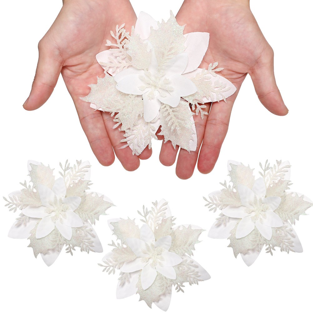 Artificial Poinsettia Flowers Christmas New Year Decoration Bouquet
