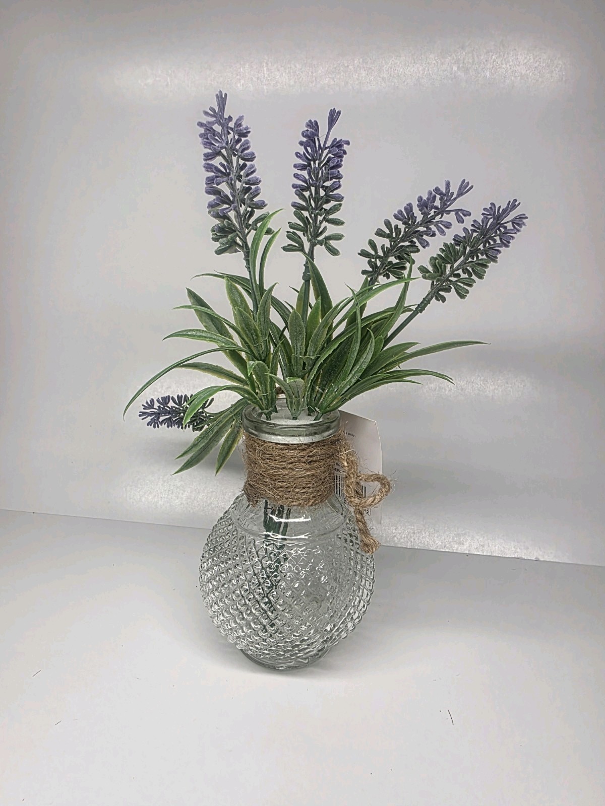 Fake Flowers Artificial Lavender Plant in Glass Vase