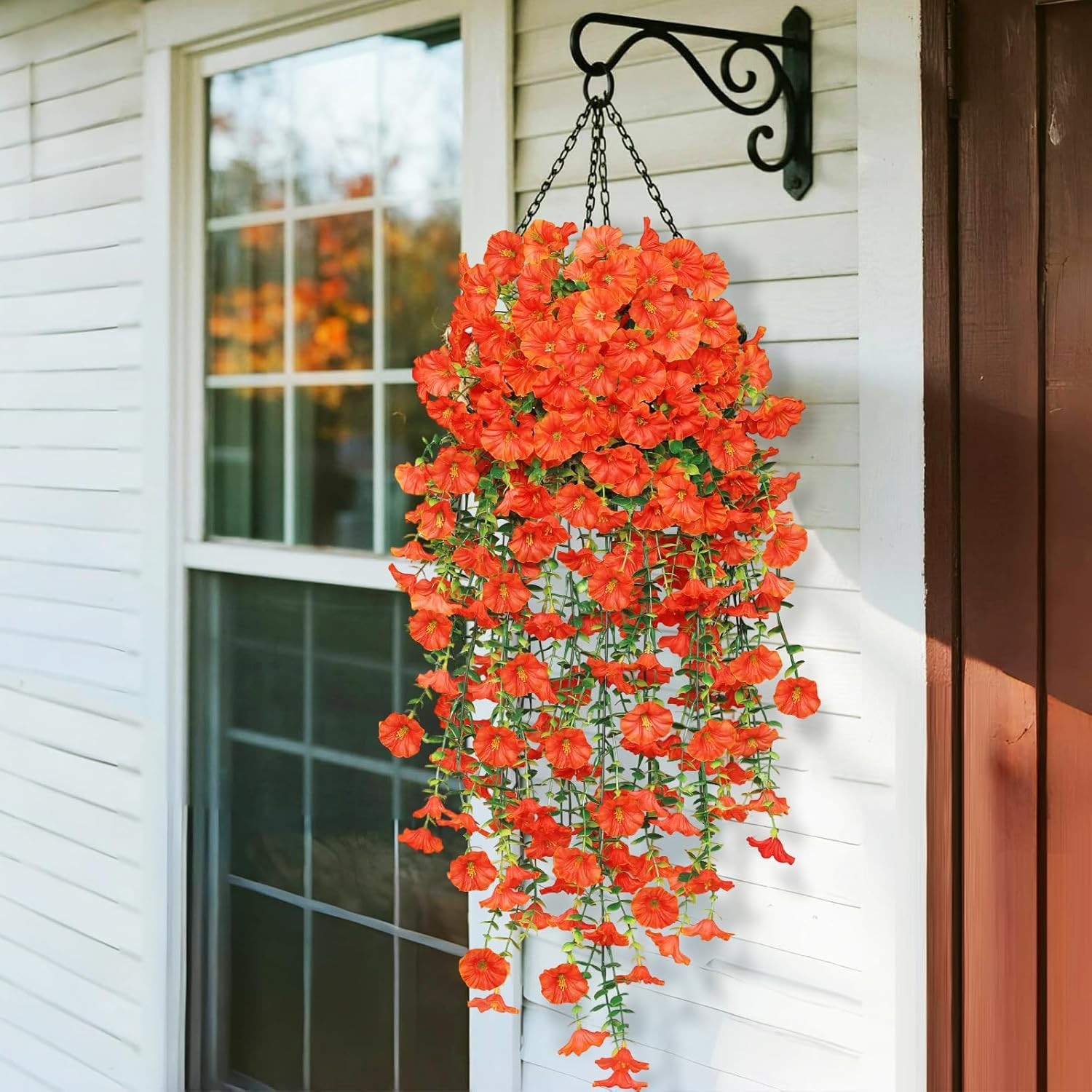 UV Resistant Faux Silk Morning Glory Hanging Flowers for Outdoor Decor (2 PCS)