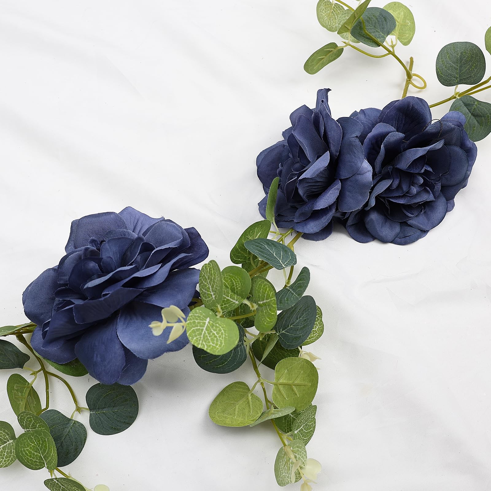 50 PCS Artificial Silk Roses Flower Heads Fake Faux Floral Bulk Navy Blue