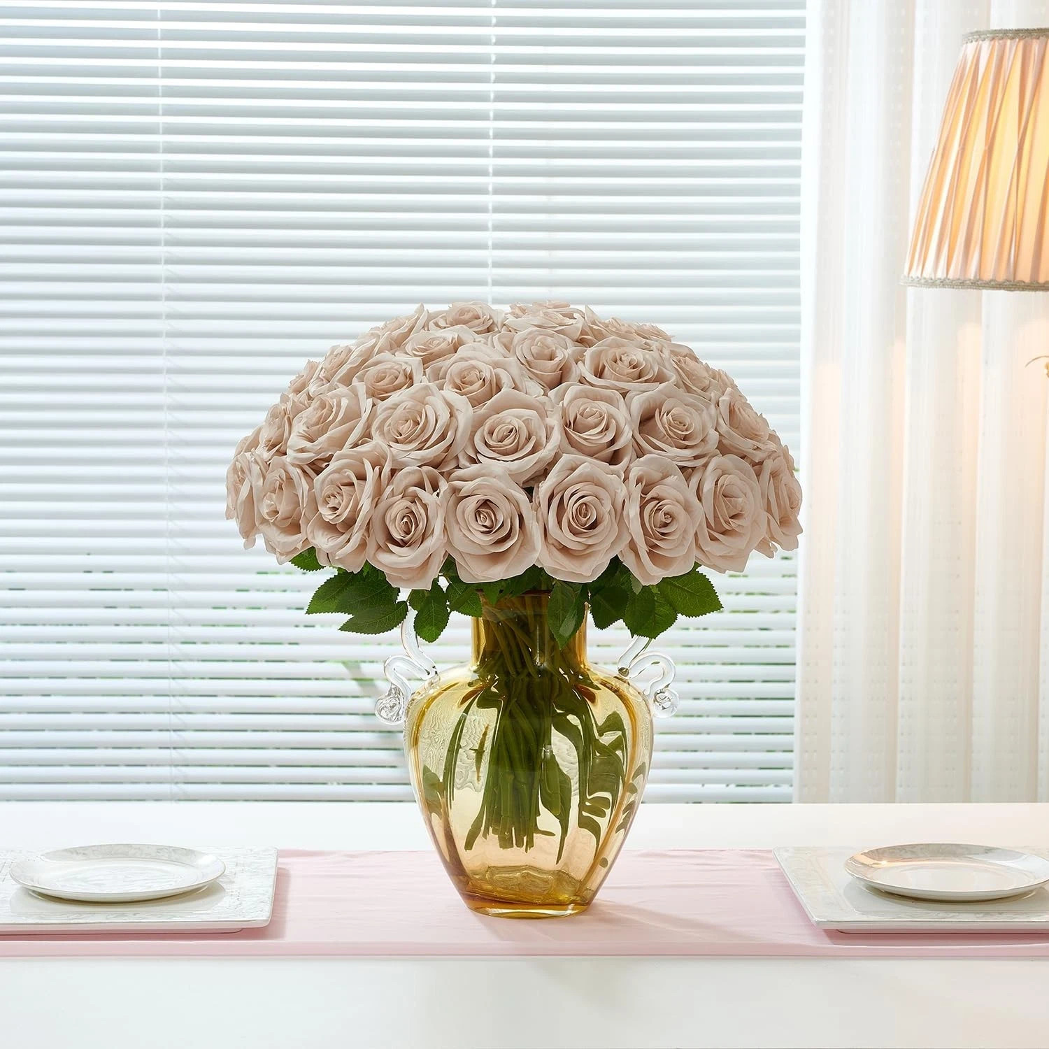 50Pcs Nude Roses Artificial Flowers Artificial Silk Roses Bulk,Fake Roses Flo…