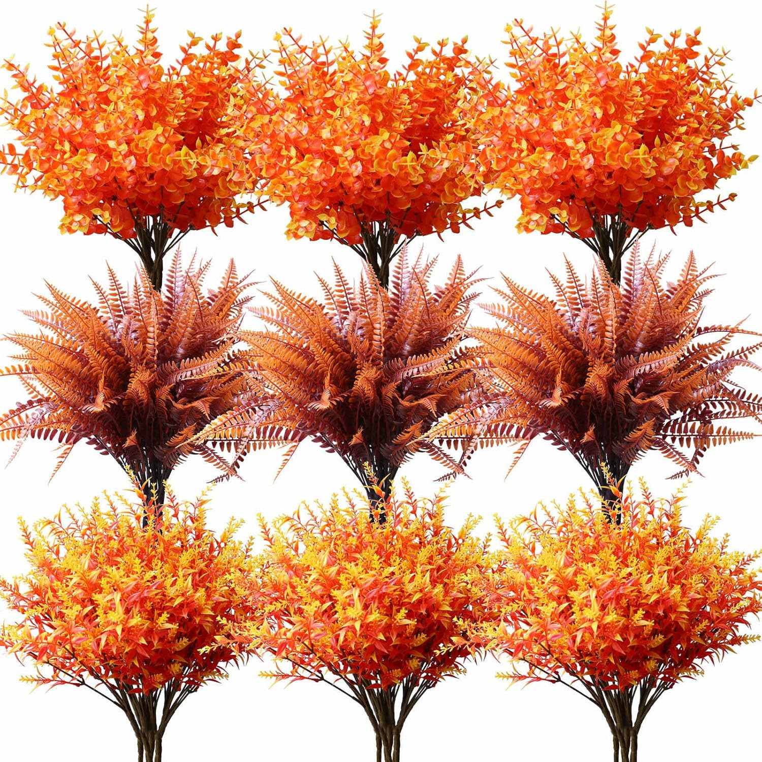 18PCS Artificial Fall Flowers Mums Plants for Outdoor Autumn Decoration UV Resis