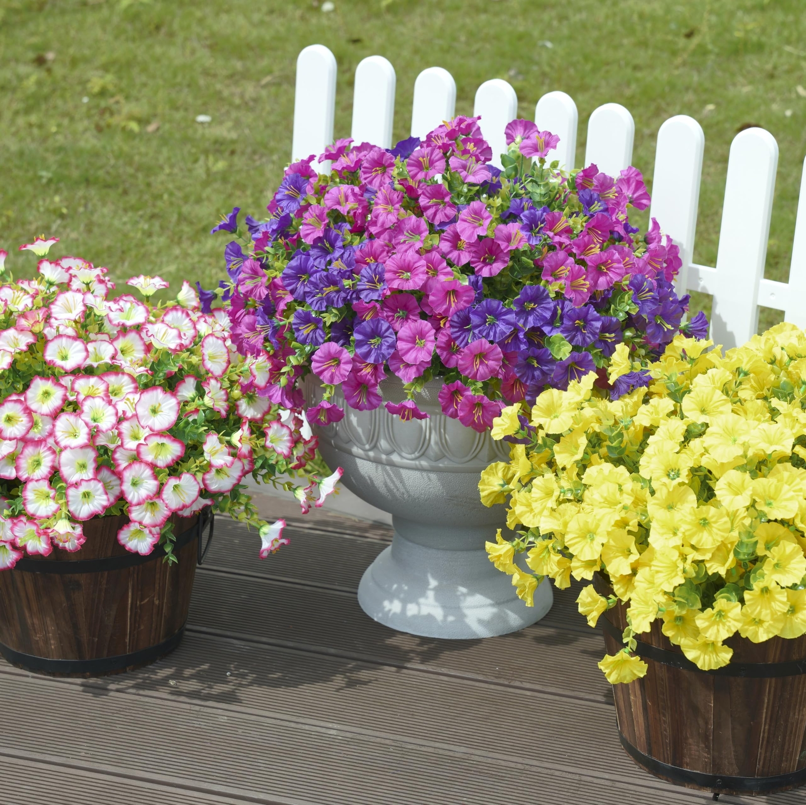 Artificial Silk Outdoor Plants Flowers for Summer Outside Decoration 12 Bundl…
