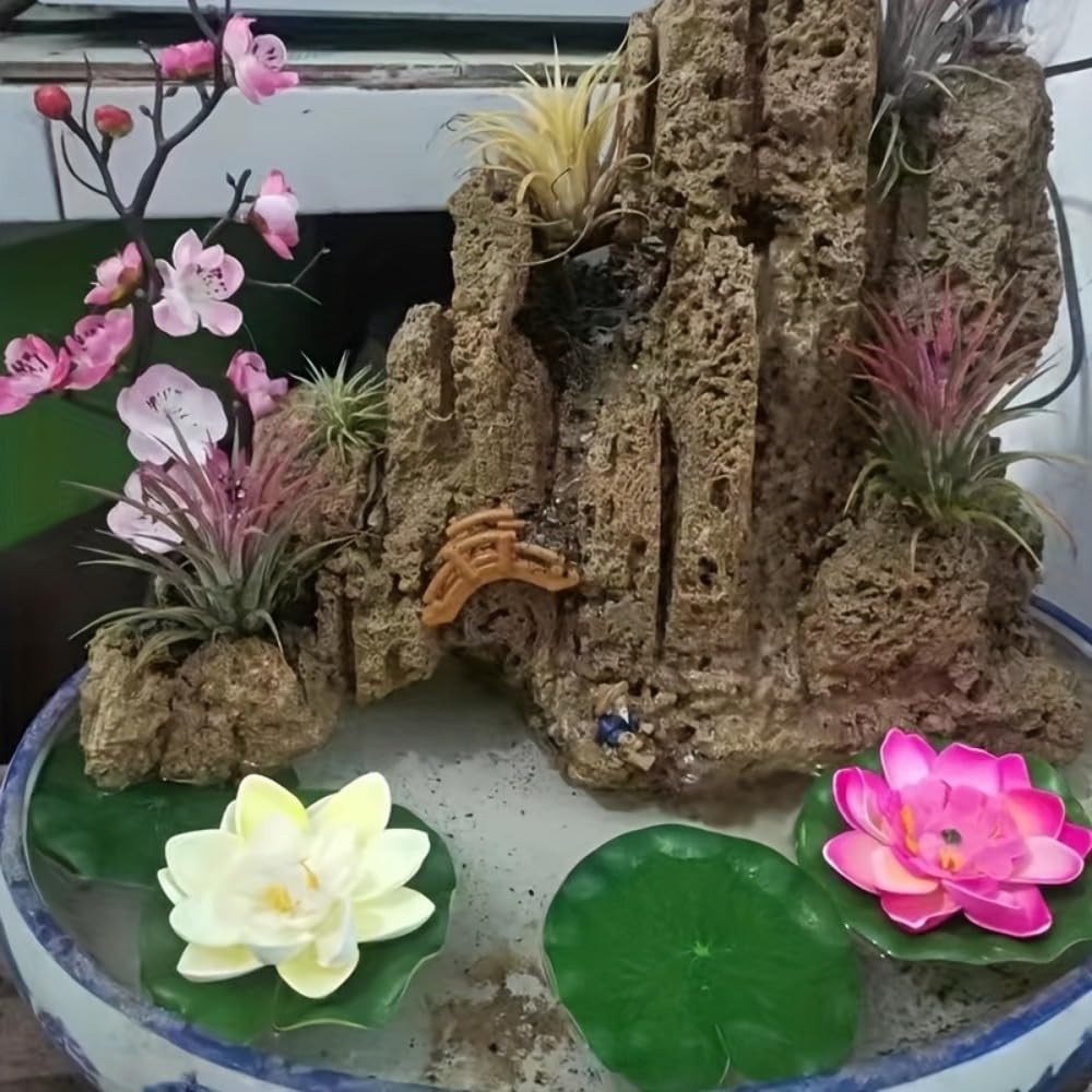 9pcs Floating Foam Lotus Flowers with Artificial Lotus Leaves, Lily Pads for