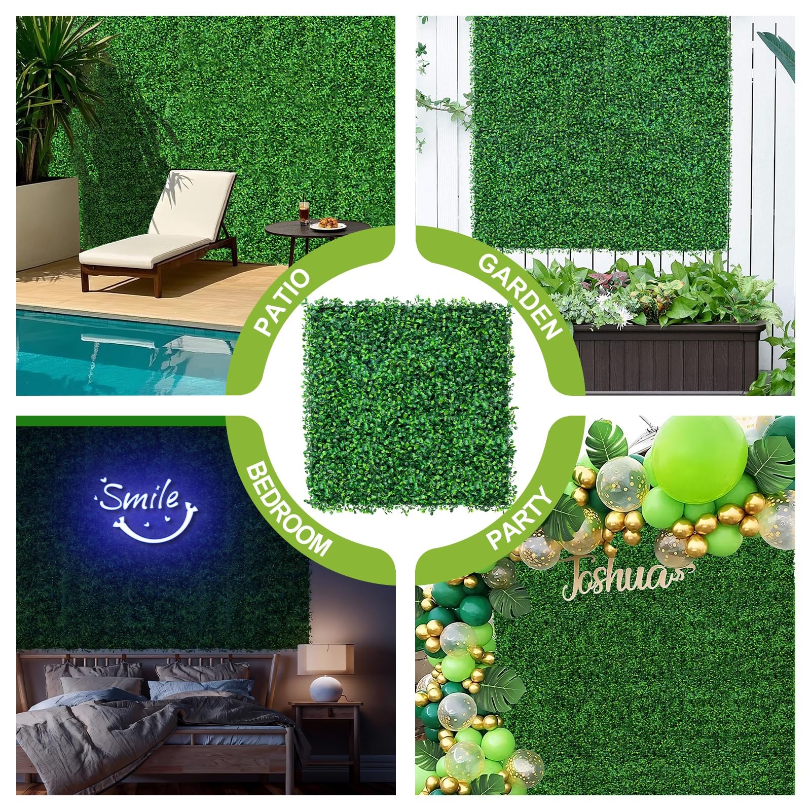 Grass Wall Panels 10″ X 10″ (12Pcs) Greenery Backdrop, Artificial Green Grass…