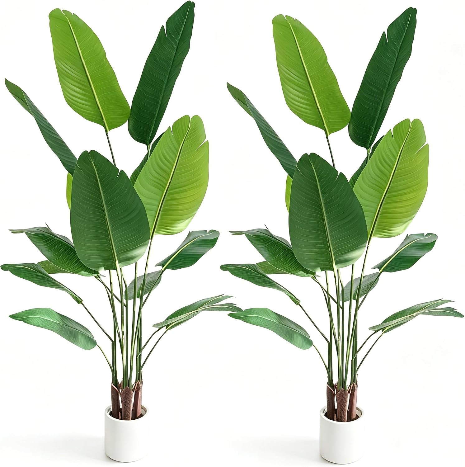 2 Pack Artificial Bird of Paradise Plant 5.2Ft, Faux Banana Leaf Tropical Trees