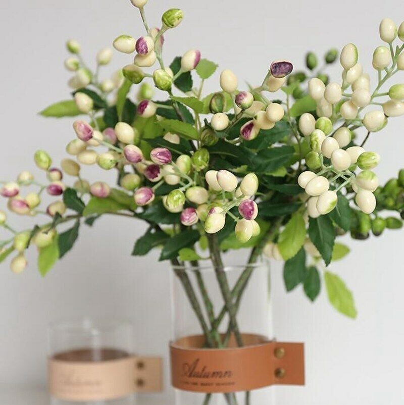 Artificial Berry Flower Fake Olive Fruit Branch Plant Home Decor Flowers Bean