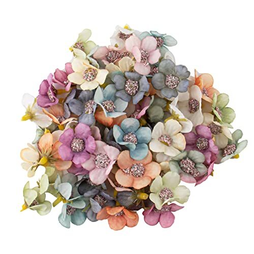 Small Fake Flowers for Crafts Multicolor Mini Silk Daisy 100 Pack Style a