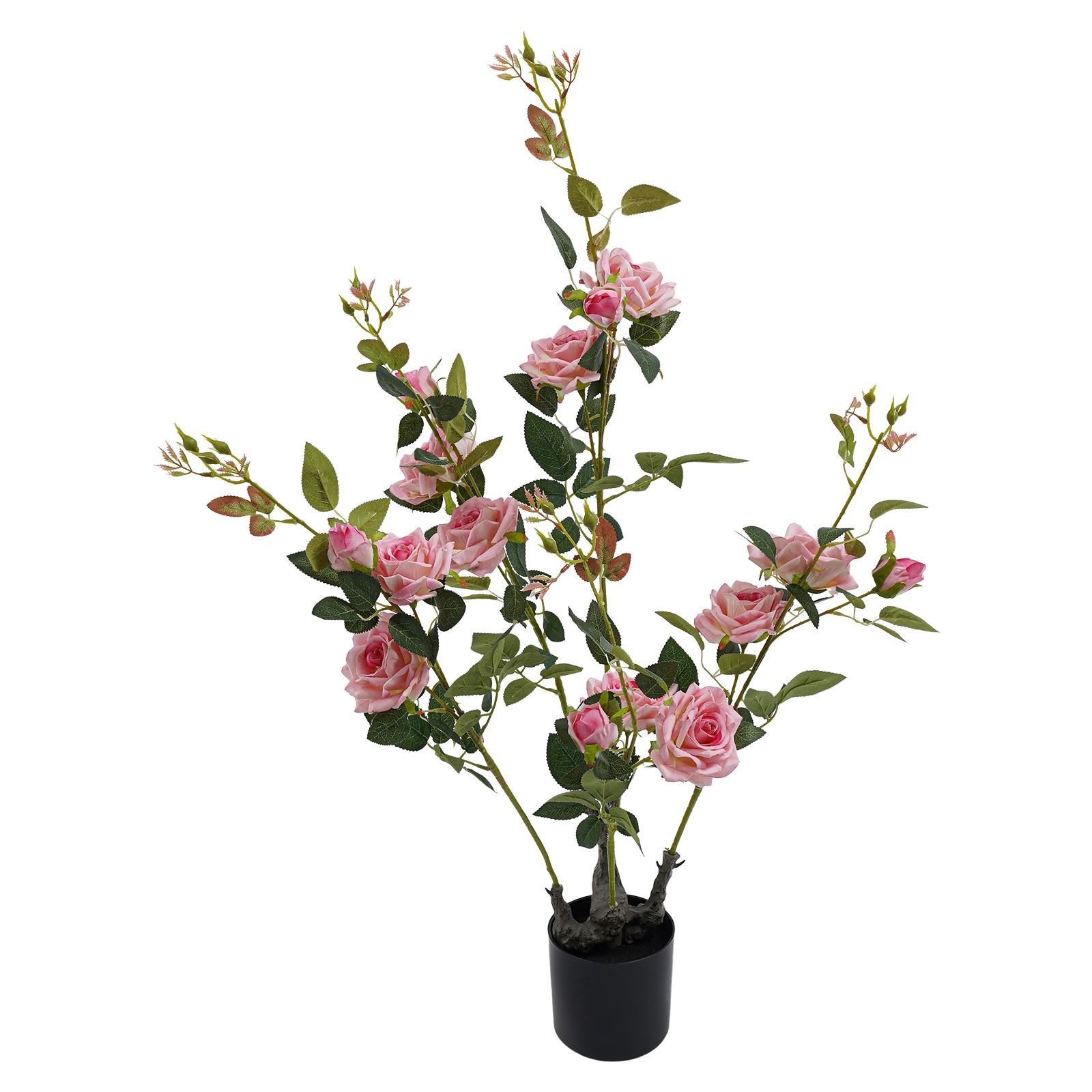 2pcs Artificial Rose Trees Fake Flowers Tree, Pink Artificial Flower Plant Decor