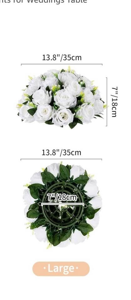 Wedding Centerpieces – 2 Pcs 13.8in Diam White Artificial Flowers Rose Ball