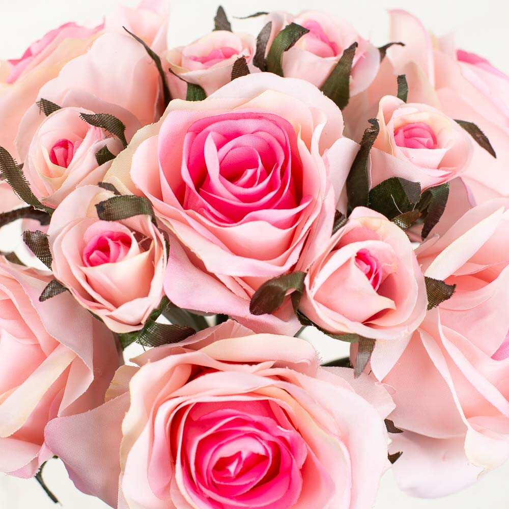 12″ Pink Artificial Silk Nosegay Rose Bunch Bouquet