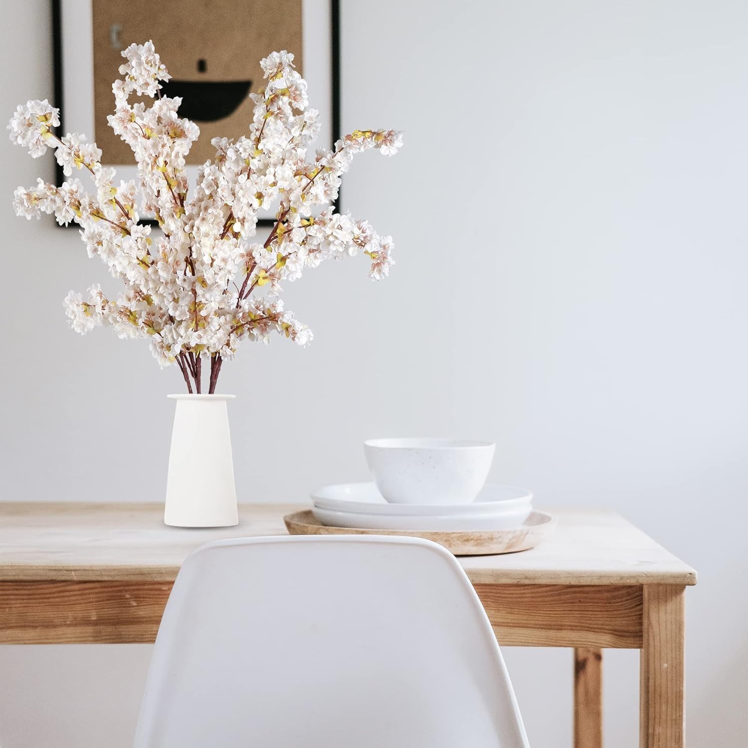 Elegant 39-Inch Artificial Cherry Blossom Branches – 4 Silk Stems for Home Decor