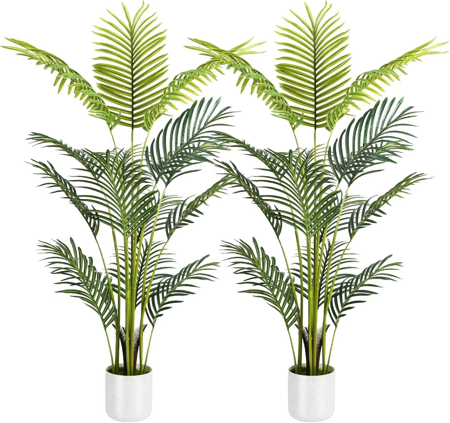 Customizable 4FT Artificial Palm Plants with Tall White Pots – Easy Assembly