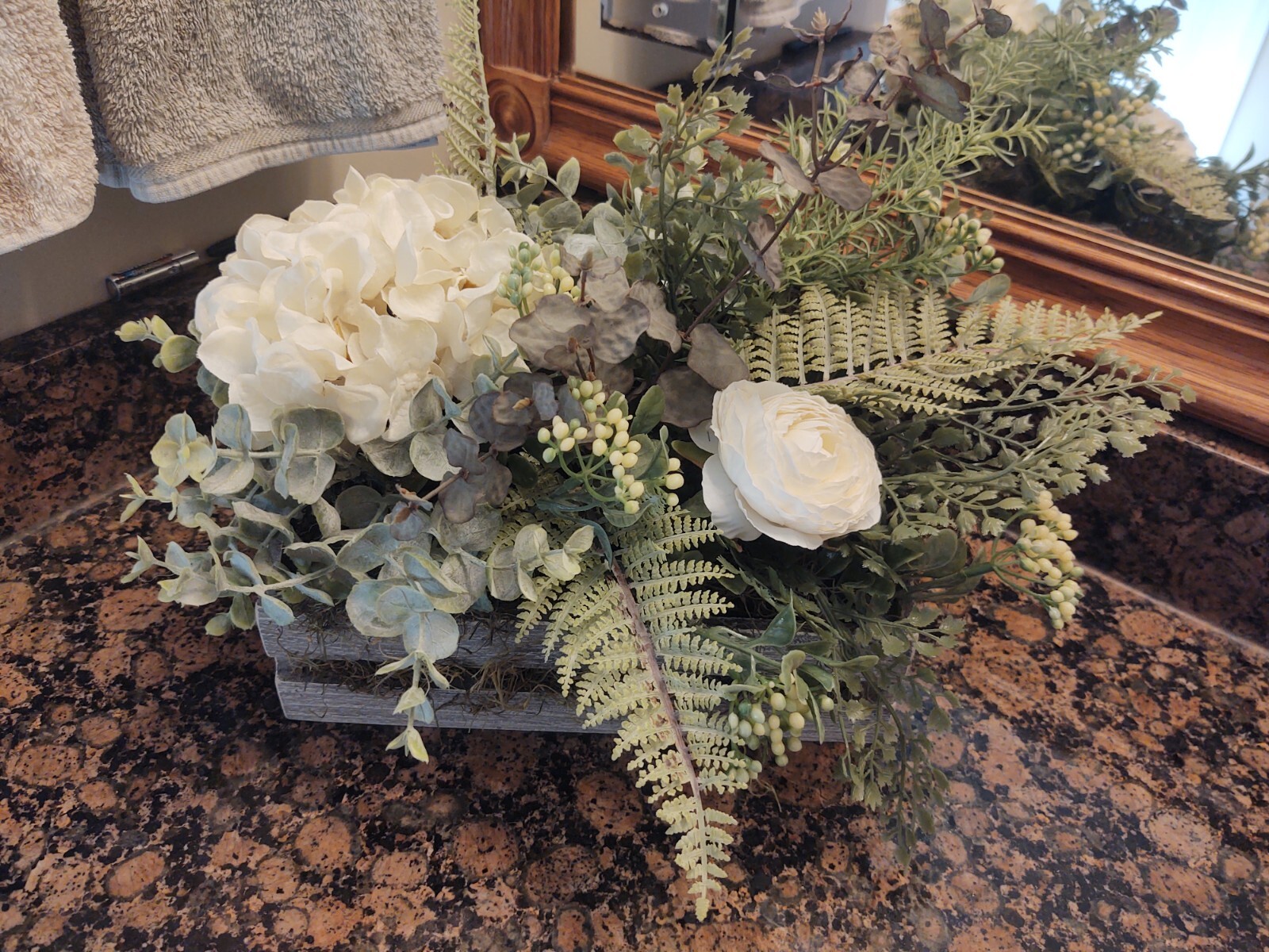 Floral Arrangement, Housewarming Gift, Flower Arrangement Wooden Box, Home Decor