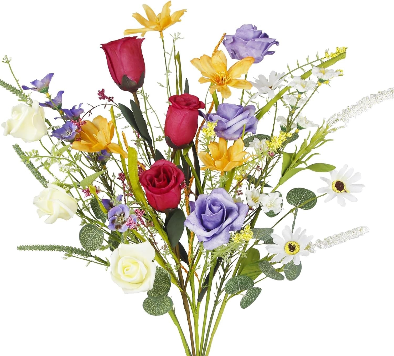 7 Pcs Wildflowers Artificial Flowers Daisies Roses and Lilies Faux Wildflower…