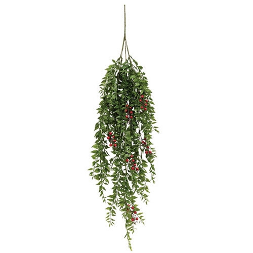 Lady Ruscus & Berries Hanging Bush Drip Garland 36″ Long Christmas Winter Decor