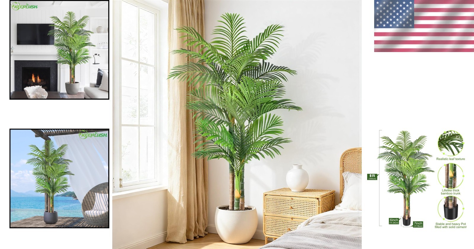 Elegant 6ft Tall Artificial Palm Tree – Adjustable Leaves for Custom Look