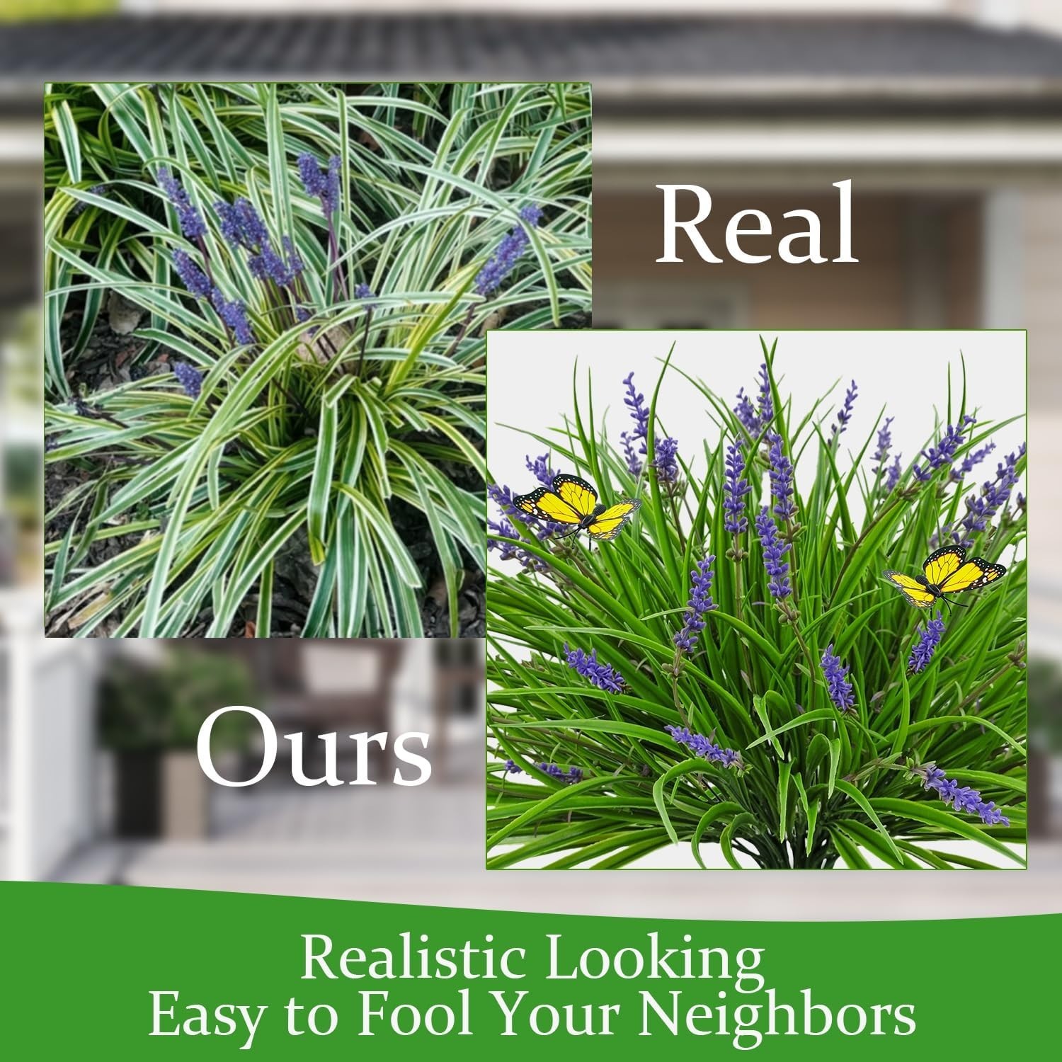6/16Pcs Artificial Grass Fake Plants 16 Leaves Outdoor Fake Grass UV Resista