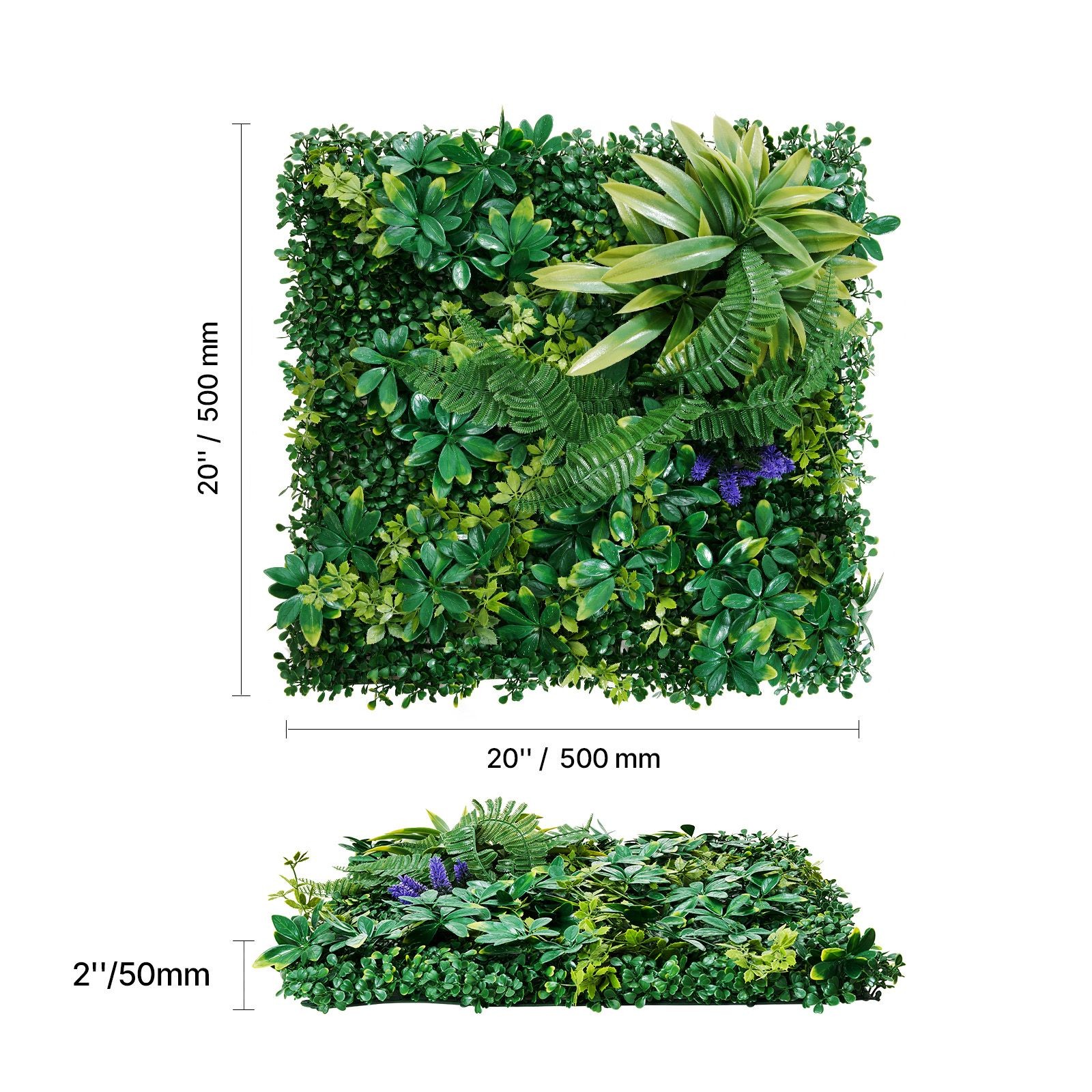 3D Artificial Grass Wall Panels 12PC 20x20in for Indoor Outdoor Green Decor