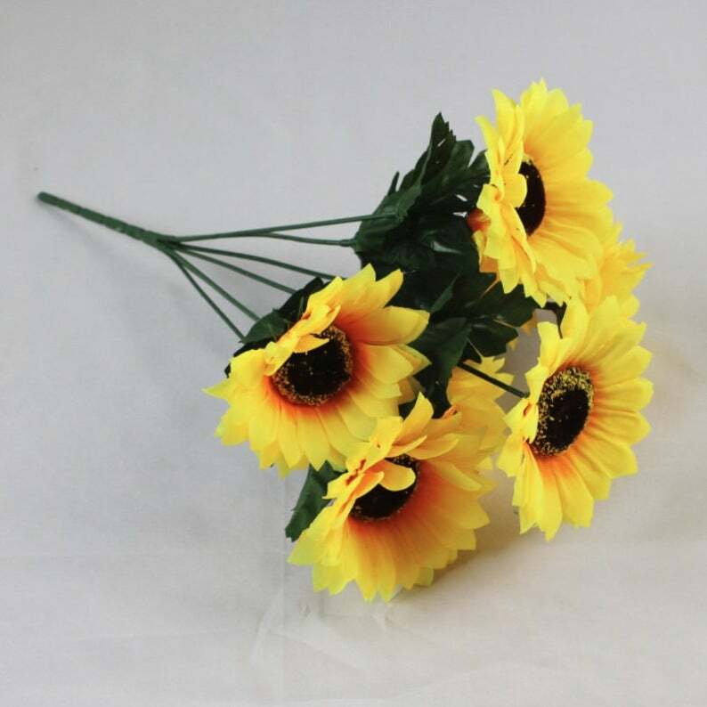 21″-Fake Sunflower Silk Flowers 6″ Head Floral Bouquet Party Wedding Decor USA