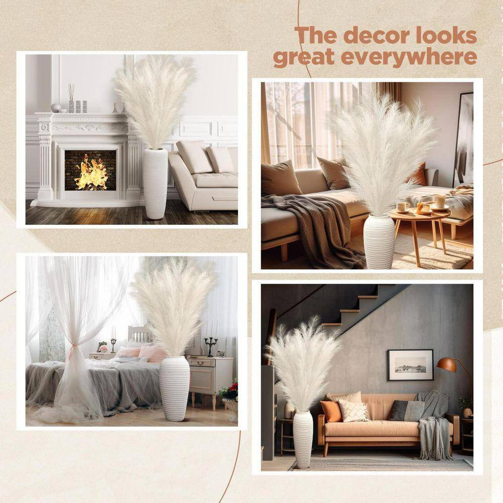 71 In. Beige 5 Pcs Large Artificial Faux Pampas Grass Decor Tall Faux Pampas Gra