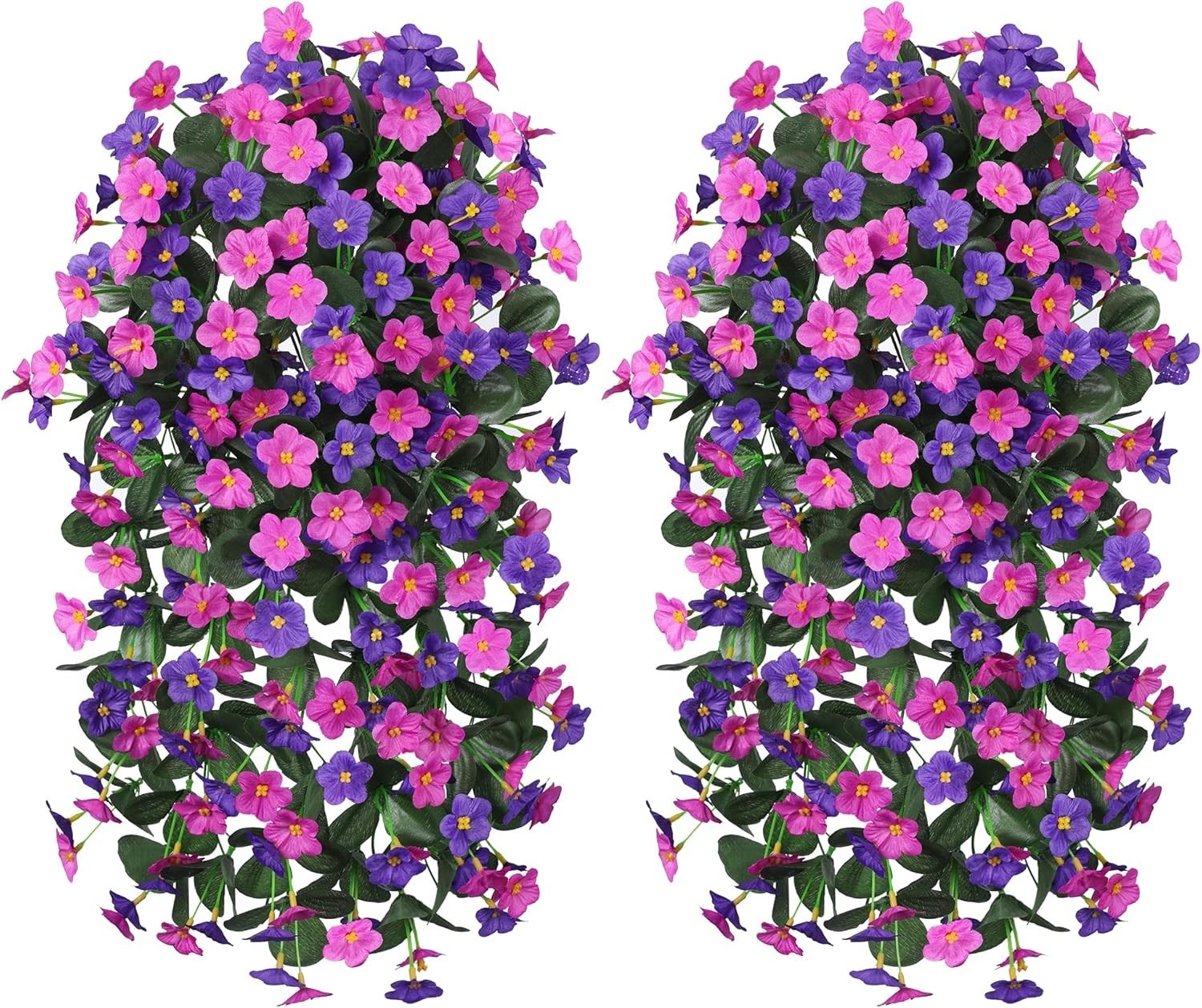 Vibrant Silk Orchid Hanging Flowers – 2 PCS UV Resistant for All Seasons Decor