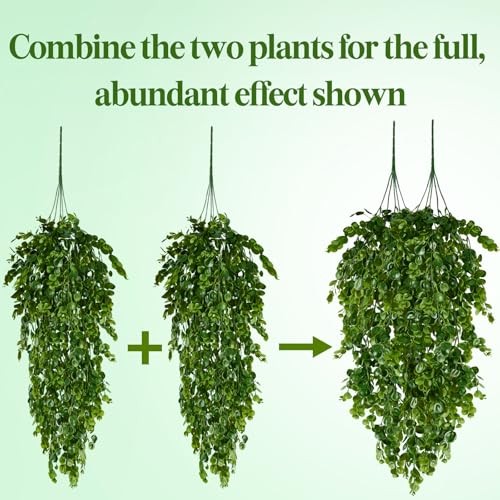 Artificial Palm Hanging Plants 2 Pack Green Plastic 30 in