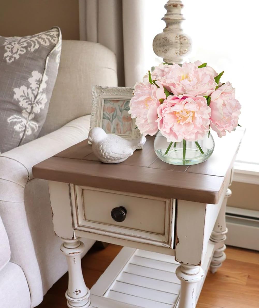 Artificial Peony Flowers with Faux Water