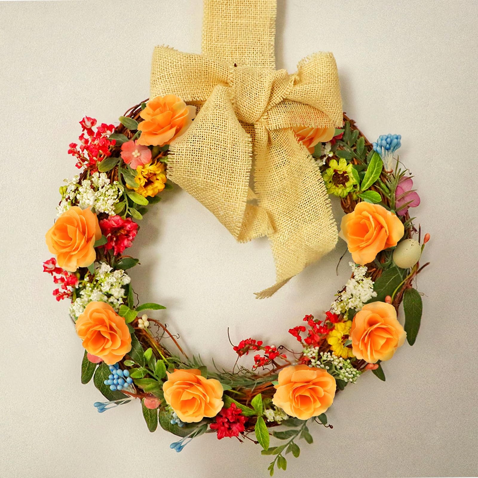 50 PCS 1.57 Inch Mini Orange Roses Artificial Fake Flower Heads Real Touch