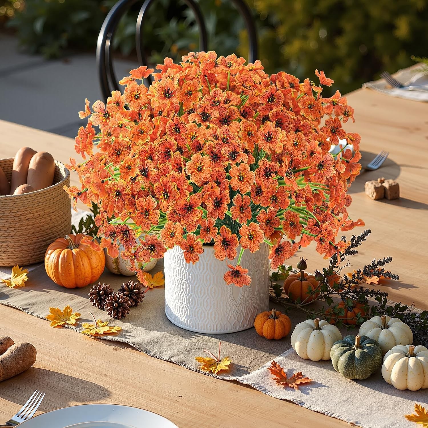 Elegant 16-Piece Orange Artificial Flower Set – Perfect for Indoor & Outdoor Use