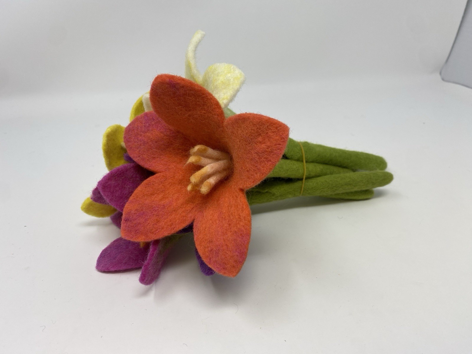 Hand Felted Flowers Bunch of Five ( Made in Nepal)