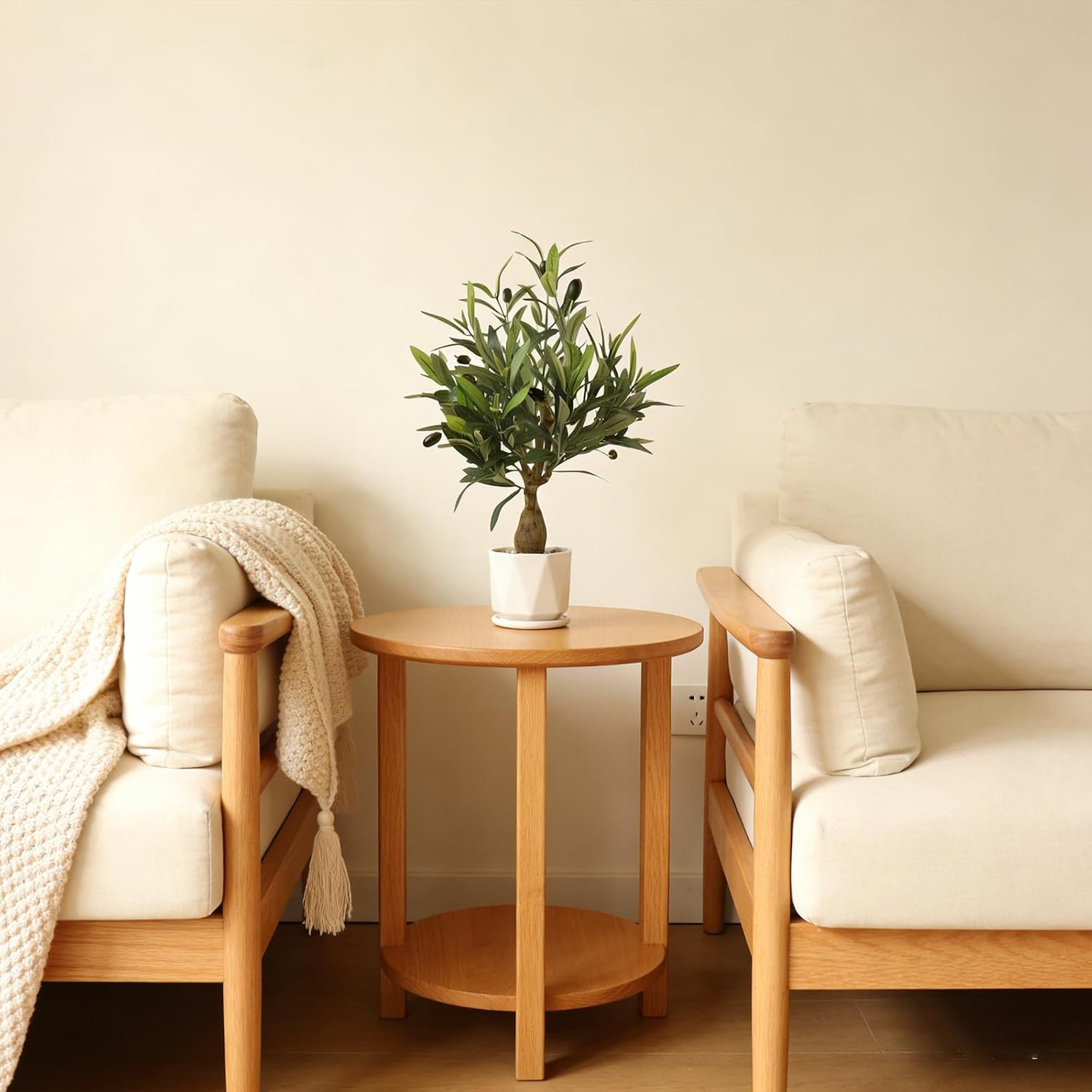 Fake Olive Tree with Pot Indoor, 18″ Artificial Olive Tree Stems Potted