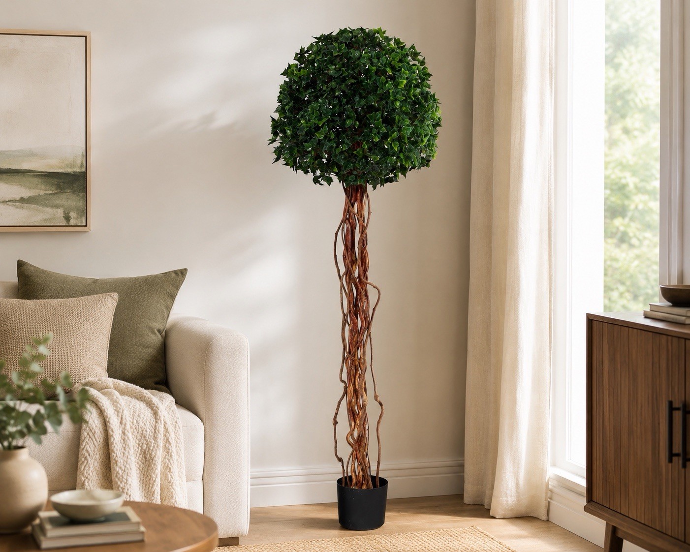5’ English Ivy Single Ball Artificial Topiary Tree UV Resistant (Indoor/Outdoor)
