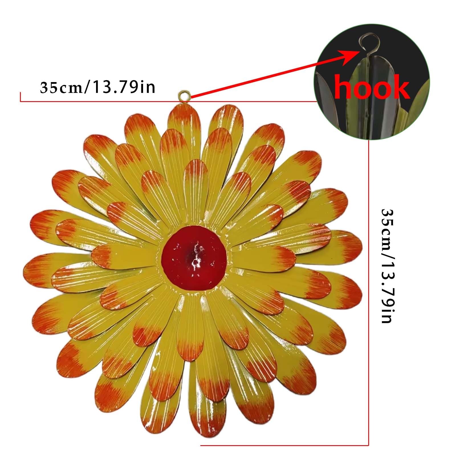 2 Pcs Green Metal Floral Wall Decor 3D Layered Flower Sculptures