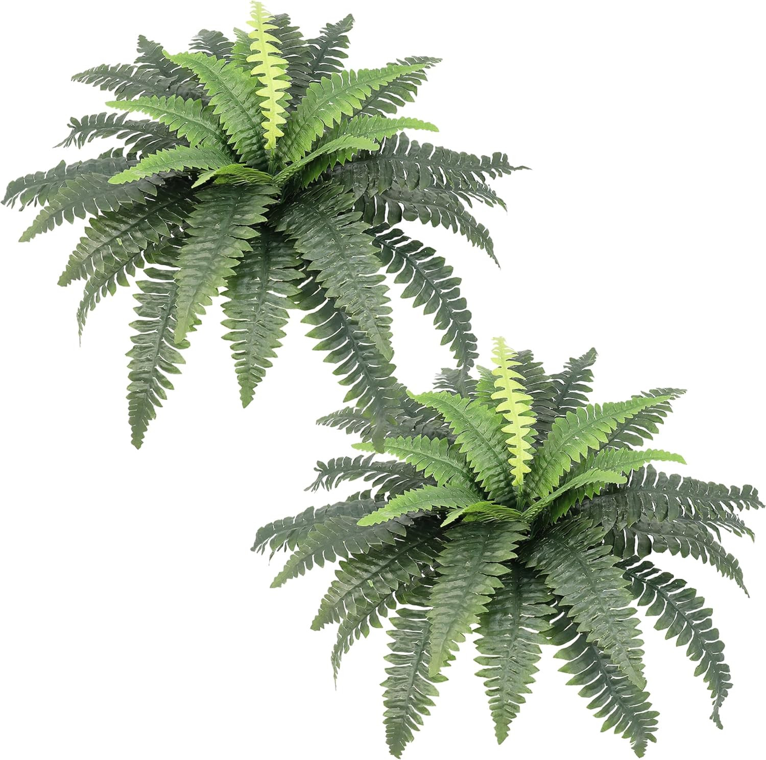 Artificial Ferns for Outdoors, Set of 2 Bouquets 33″ Diam Large Fake Ferns Faux